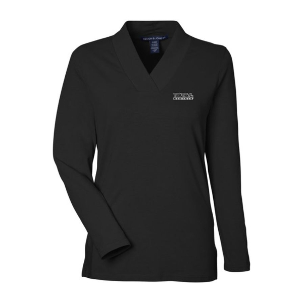 Ladies Devon & Jones Shawl Collar Top