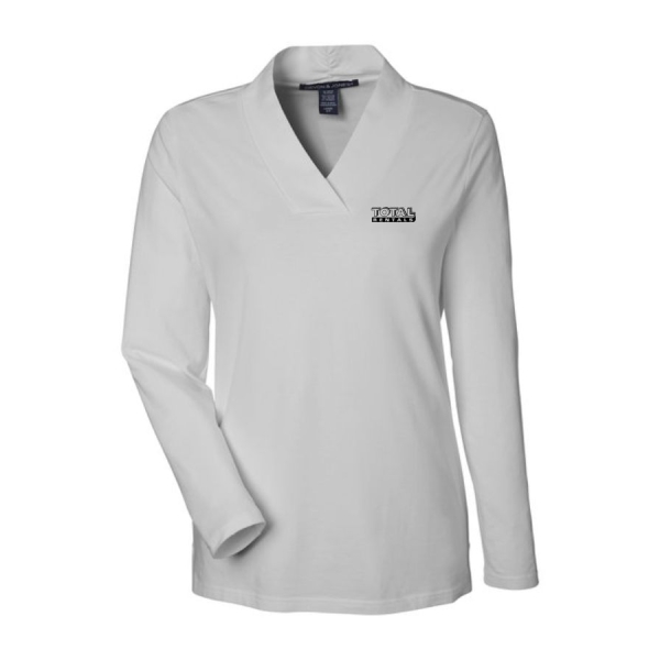 Ladies Devon & Jones Shawl Collar Top - Image 3